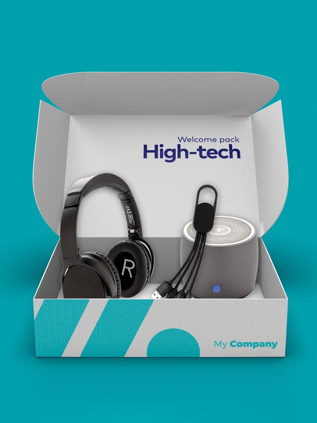 Welcome pack entreprise High-Tech 37DEUX casque enceinte et câble